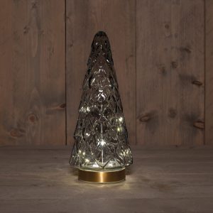 Anna's Collection Led glazen boom grijs - 10.5x24.5cm