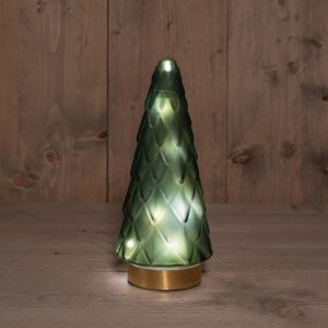 Anna's Collection Led glazen boom mat groen - 10.5x24.5cm