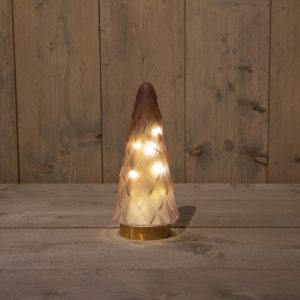 Anna's Collection Led glazen boom mat roze - 10.5x24.5cm