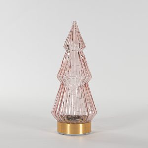 Anna's Collection Led glazen boom roze - 10x23.5cm