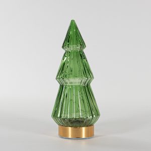 Anna's Collection Led glazen boom groen - 10x23.5cm