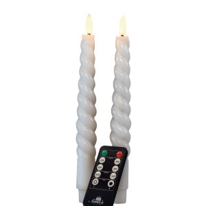 Anna's Collection Led dinerkaarsen Swirl wit