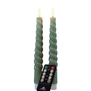 Anna's Collection Led dinerkaarsen Swirl groen