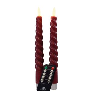 Anna's Collection Led dinerkaarsen Swirl burgundy