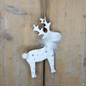 Houten rendier wit