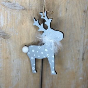 Houten rendier grijs