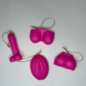 Body Kerstornament roze, set van 4 stuks