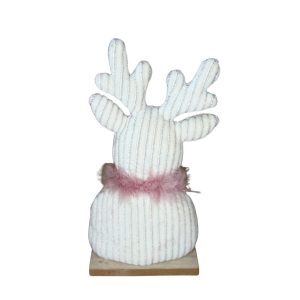 Rendier op houten voet creme-roze