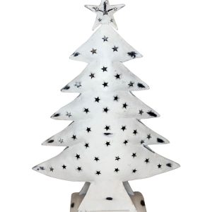 Kerstboom met waxinelichthouder wit